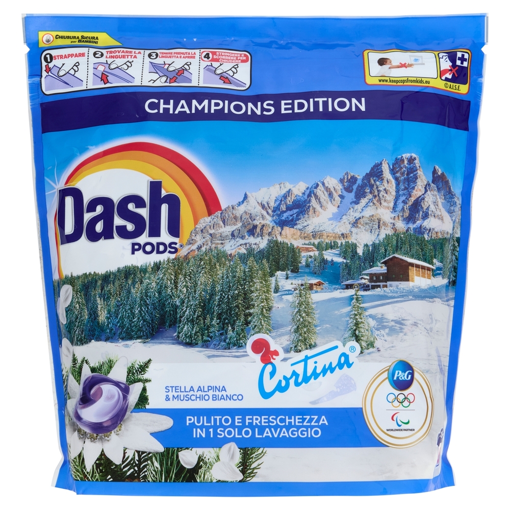 Dash Pods Detersivo Lavatrice In Capsule, Cortina Stella Alpina & Muschio Bianco, 60 Lavaggi 1176 g